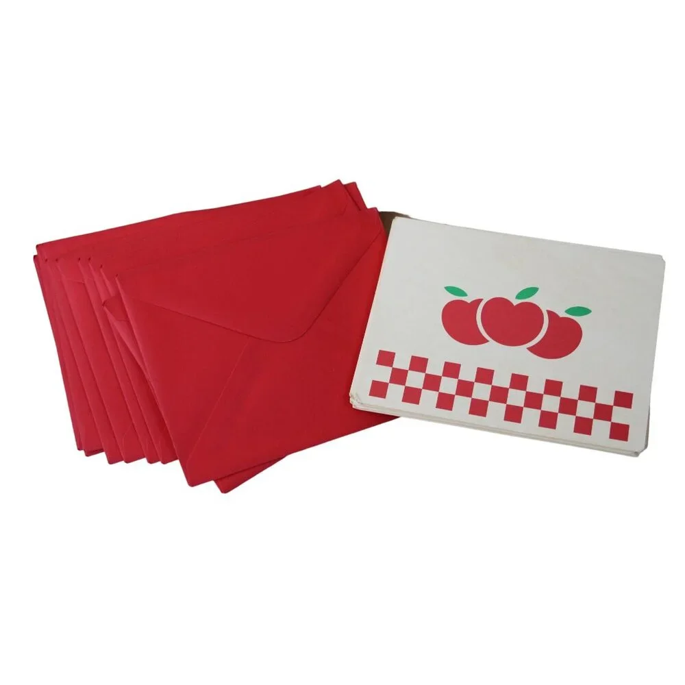 Current Autumn Apples Stationery Set w/ Band Box Vintage 1989 91405
